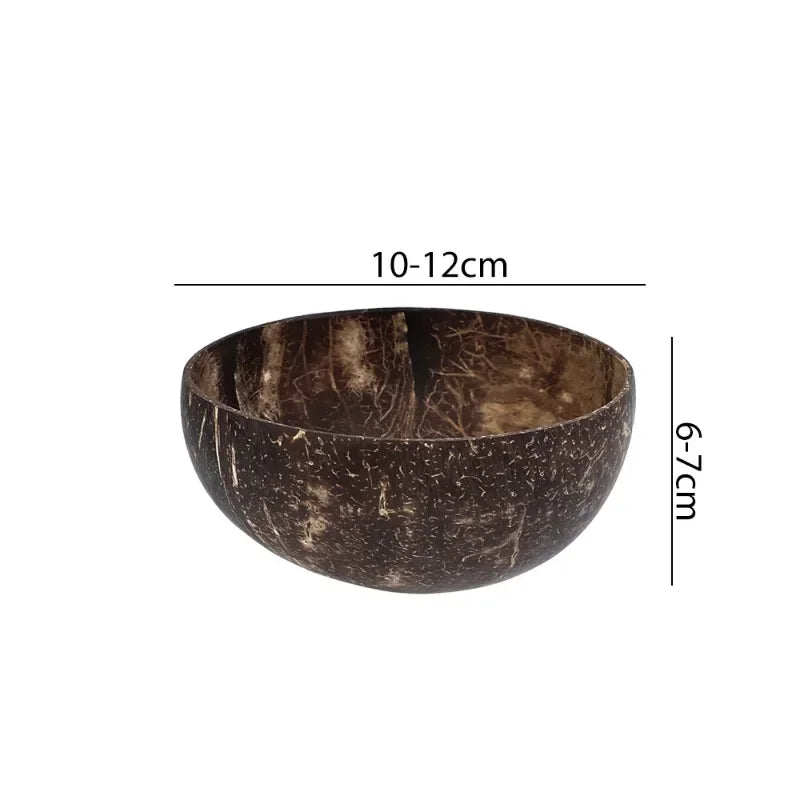 6/1PCS Natural Coconut Bowl Set Wooden Salad Ramen Bowl Coconut Wood Spoon Set Coco Smoothie Kitchen Tableware Coconut Bowl