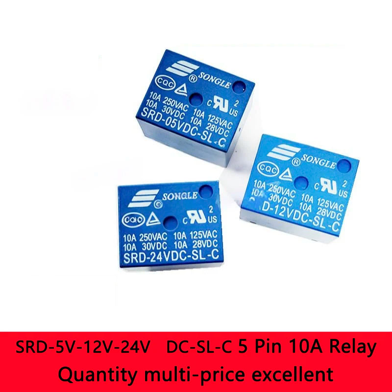 SRD-05/12/24VDC 5-Pin 10A Relay SRD-SL-C DC Electromagnetic Switch
