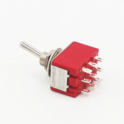 1PC 5A/125V-2A/250V AC MTS-402 Push Button Switch 9Pin Toggle Switches Red 2/3 Position ON-ON DPDT Mini Toggle Switches