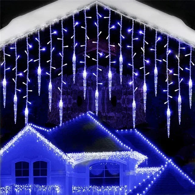 2026 Christmas Decorations Winter LED Icicle Curtain Light Festoon Garlands 0.3/0.4/0.5M Street Droop for New Year