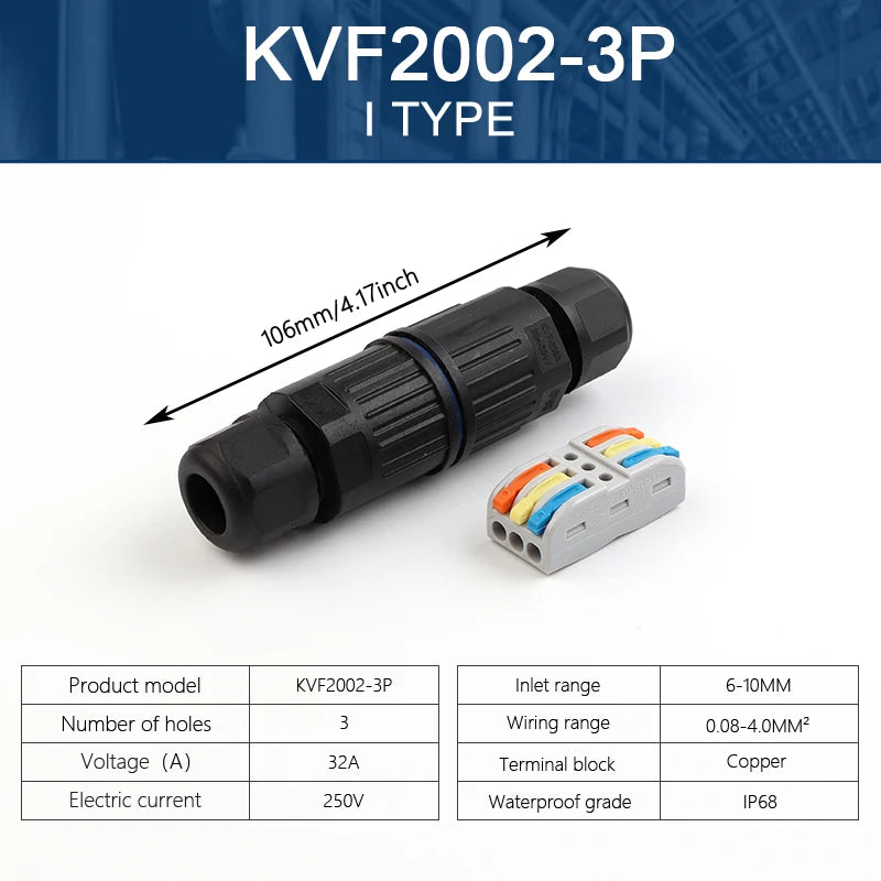 IP68 Waterproof Electrical Cable Connector 3 Way Junction Box Outdoor Wire Connector with Replaceable Lever Wire