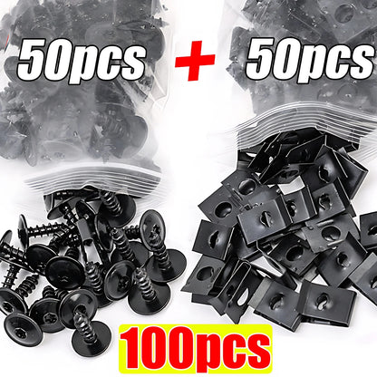Self Tapping Screws Metal Fastener Clip for Car Motorcycle U-Type Clip with Screw Anti-rust Protection Clip Screw Iron Sheet Kit