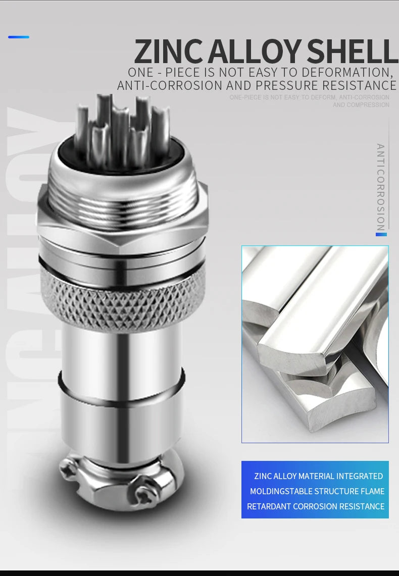 1PCS GX16 Auto Waterproof Connector 2-10 Pins with Power Cable Line Socket Plug — Suitable for Industrial Machinery and Equipment