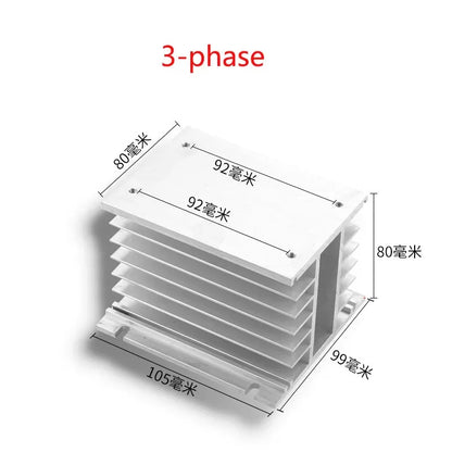 Aluminum Heat Sink for SSR Solid State Relay 10A–100A 12V–220V Cooling Base Single/Three Phase