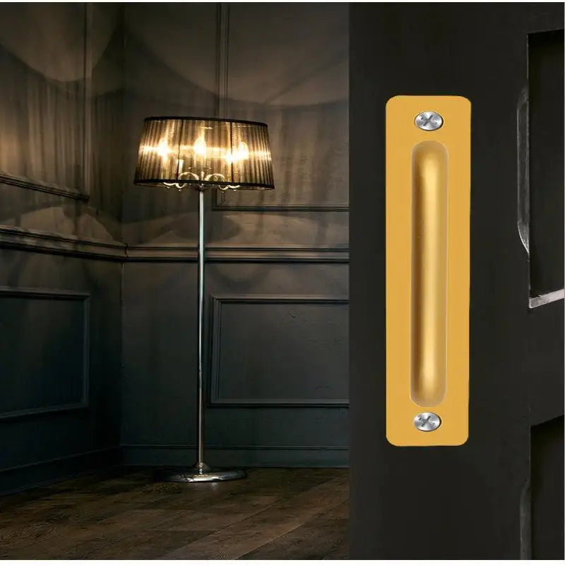 New Aluminium Alloy Punch-Free Furniture Cabinet Handle Sliding Door Pull and Flush Hardware Set for Wood Door Drawer