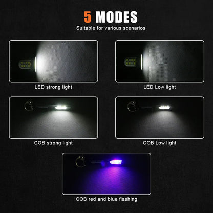 Rechargeable Mini Flashlight Super Bright COB Portable Work Light W/Magnetic Base Strobe Pen Clip-On Light Camping Emergency