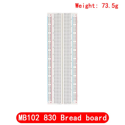 MB102 830-Point Breadboard Kit — Power Module 3.3V/5V + Jumper Wires, Arduino Prototyping
