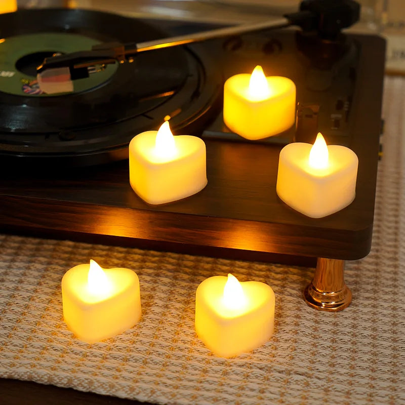 Flameless Led Candle For Home Christmas Party Wedding Decoration Heart-shaped Electronic Battery-Power Tealight Candles