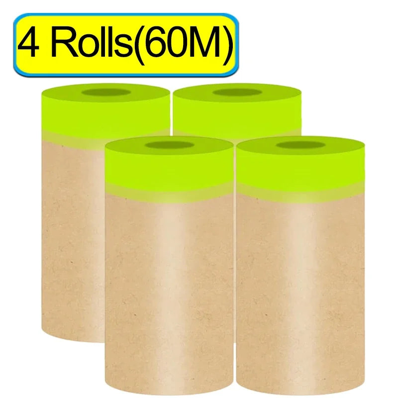 Pre-Taped Masking Film for Automotive Paint Kraft Paper 0.1/0.15/0.2m x 15m