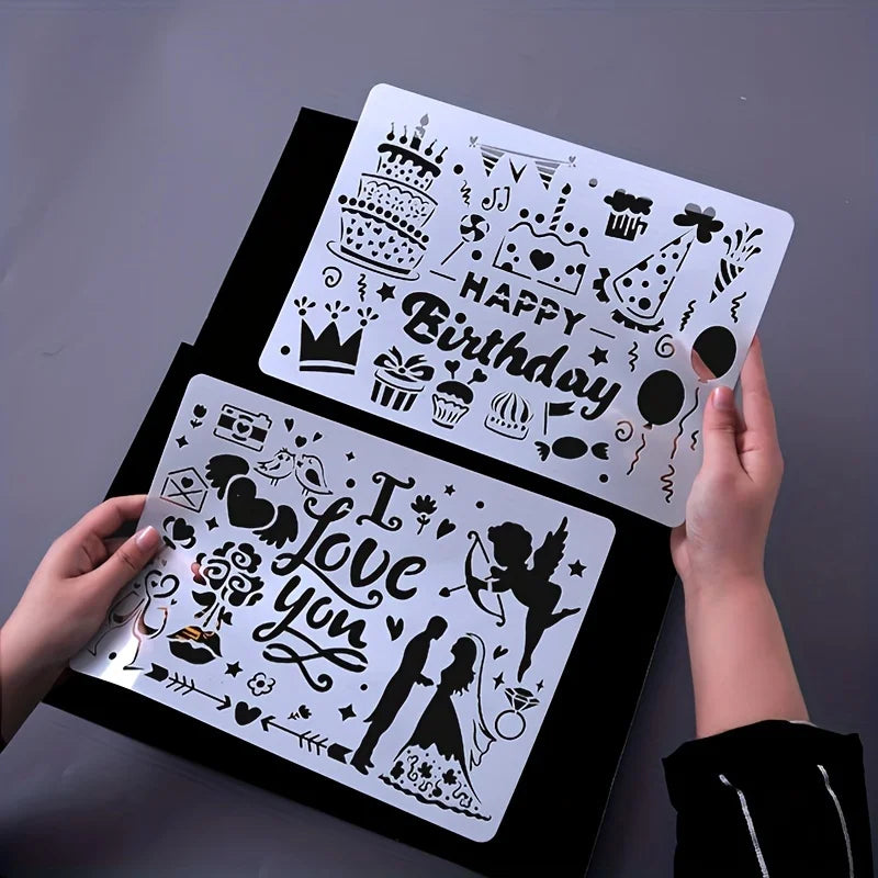 A4 5pcs/set  DIY Painting Template Wall Stencil Airbrush Scrapbook Coloring Embossing Album Diary Christmas Drawing Copy Templat