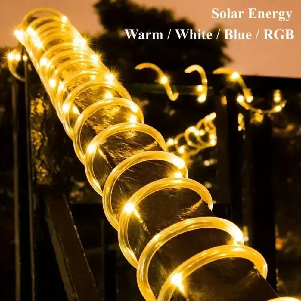 2026 Christmas Decoration Solar LED Outdoor Light String, Garden Terrace Wedding Party Tree Rope Fairy Tube