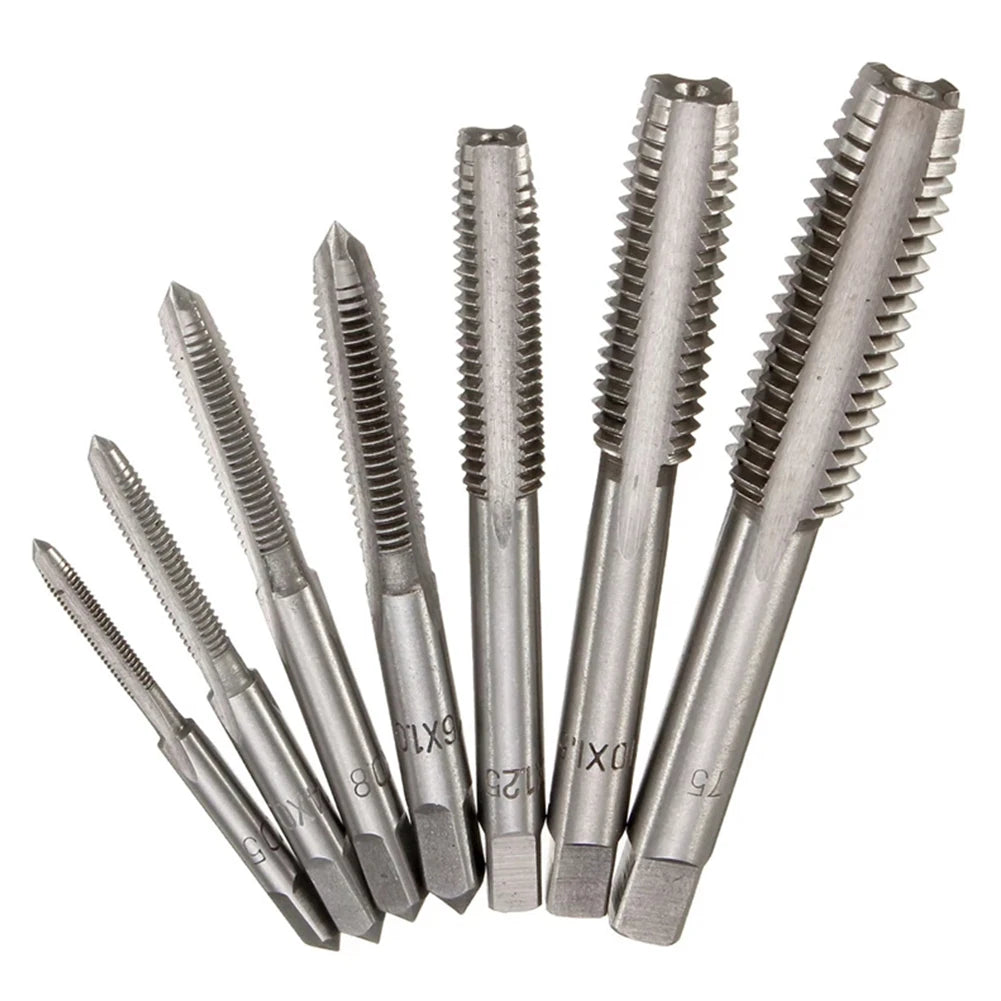 7Pcs For M3 Metric Thread Tap Drill Bits Set with HSS Straight Fluted Screw Taps for Stainless Steel and General Steel