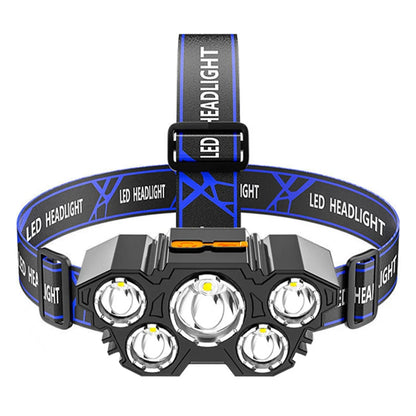 USB Rechargeable 5LED Headlamp High Power Head Flashlight 18650 Built-in battery Headlight LED Head Torch For Camping Fishing