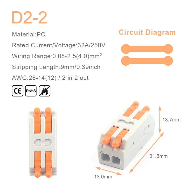 1 In Multiple Out Fast Electrical Wire Connector Universal Compact Cable Splicing Terminal Block Push-in Lever Connector