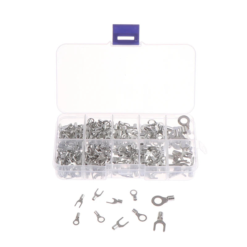 320PCS Non-Insulated Brass Terminals 10-in-1 Ring Fork U-Type Set