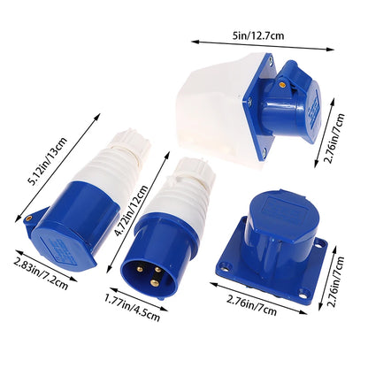 IP44 220V 16A Industrial Waterproof 3 Pin Plug & Socket Connector
