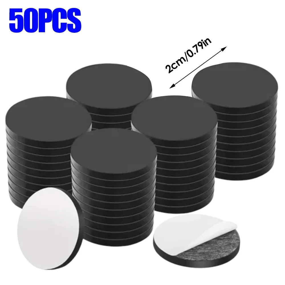 50/100PCS Self-Adhesive Magnetic Discs, 20mm Dia, 2mm Thick, Round Rubber Flexible Sticky Magnets for Crafts and Fridge