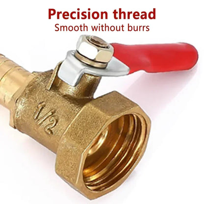 Brass Barbed Ball Valve with Female Thread Hose Barb 6–12mm to 1/8 1/4 1/2 Inch Pipe Connector for Water Air Gas Plumbing System