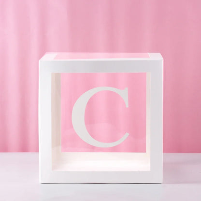 27/25cm Custom Transparent Letter Box A-Z Baby Shower Girl 1st Birthday Party Decoration Kids Wedding Birthday Balloon DIY Box