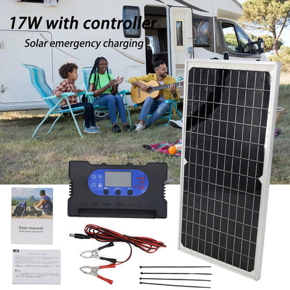 17W Monocrystalline Solar Panel Providing 5V 12V 18V Output Suitable for Battery Charging and Drive Controller Use