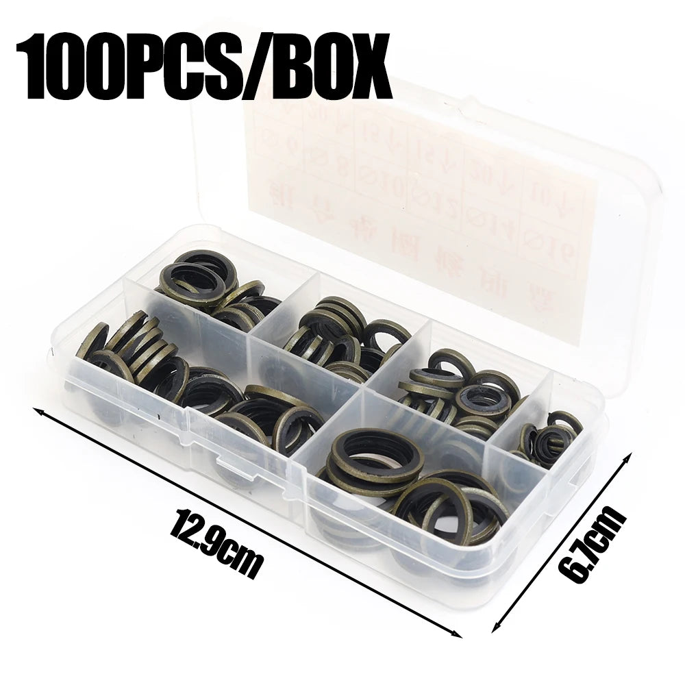 Car Oil Pan Drain Gasket Kit — Rubber Oil Drain Plug Washer Seal Set M6 M8 M10 M12 M14 M16