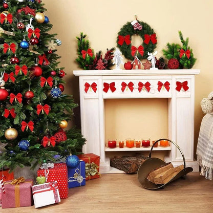 12/36pcs Christmas Bow Christmas Decorations For Home Gold Red Bowknot Xmas Tree Ornaments New Year 2024 Navidad Decor Supplies