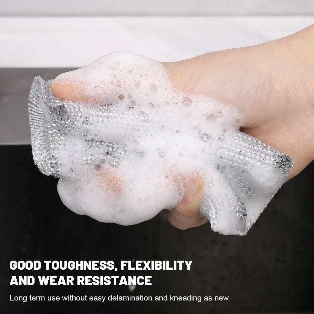 Wholesale Steel Wire Dishwashing Sponge Double Sided Cleaning Sponge Non-stick Oil Kitchen Dishcloth Reusable home Cleaning Tool
