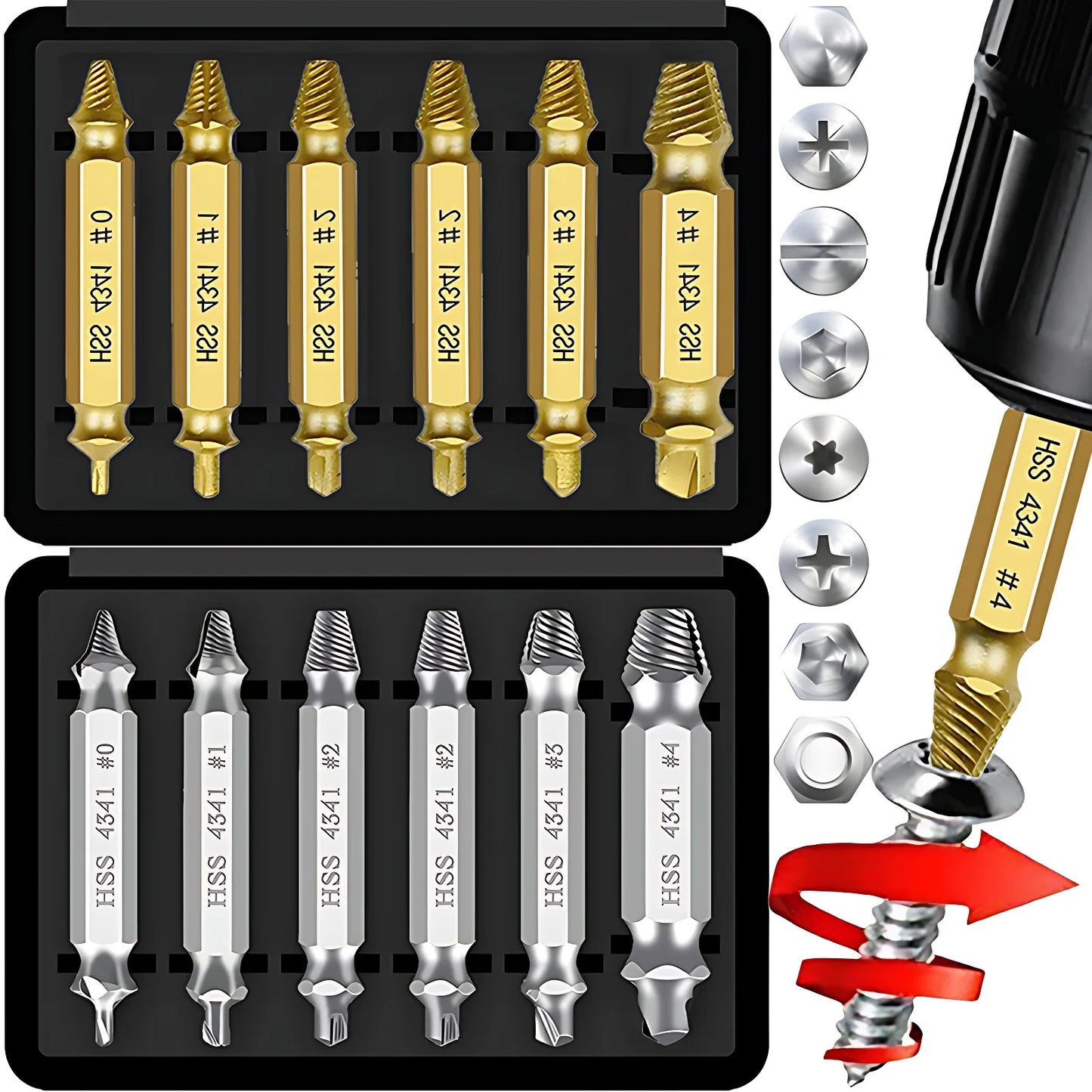 Screw Extractor Drill Bit Set Bolt Remover Tool 4/6pcs