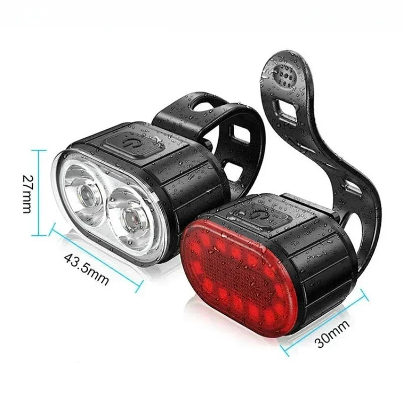 Rechargeable Bike Light Set Front Light with Taillight Mini Night Safety Warning Bicycle Accessories for Night Outdoor Cycling