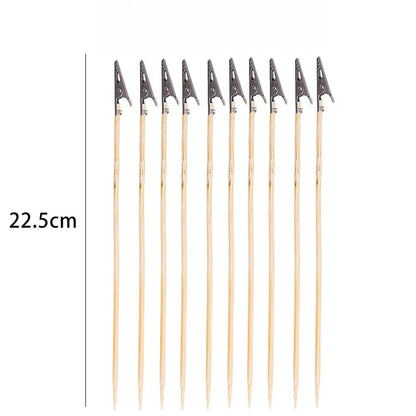 100/10Pcs Steel Head Wood Stick Crocodile Clip Alligator Clamps Diy Accessories Model Tools Airbrush Spray Kit Wood Card Holder