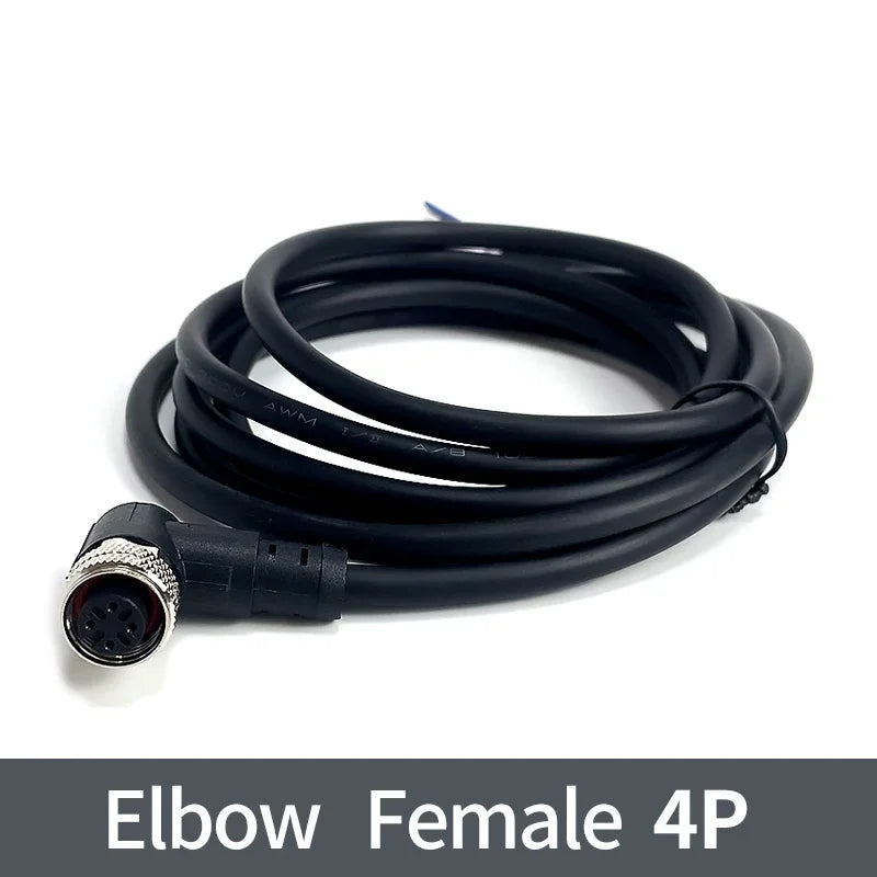 2m M12 Waterproof Sensor Cable Male & Female Connector 4/5/8/12 Pin Integrated Injection Molded