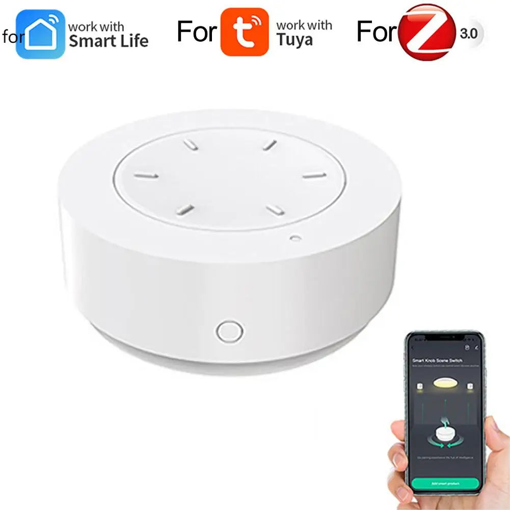For Zigbee Smart Rotary Knob Switch for Controlling Light Bulbs Remotely with One Touch Operation and Wide Hub Compatibility