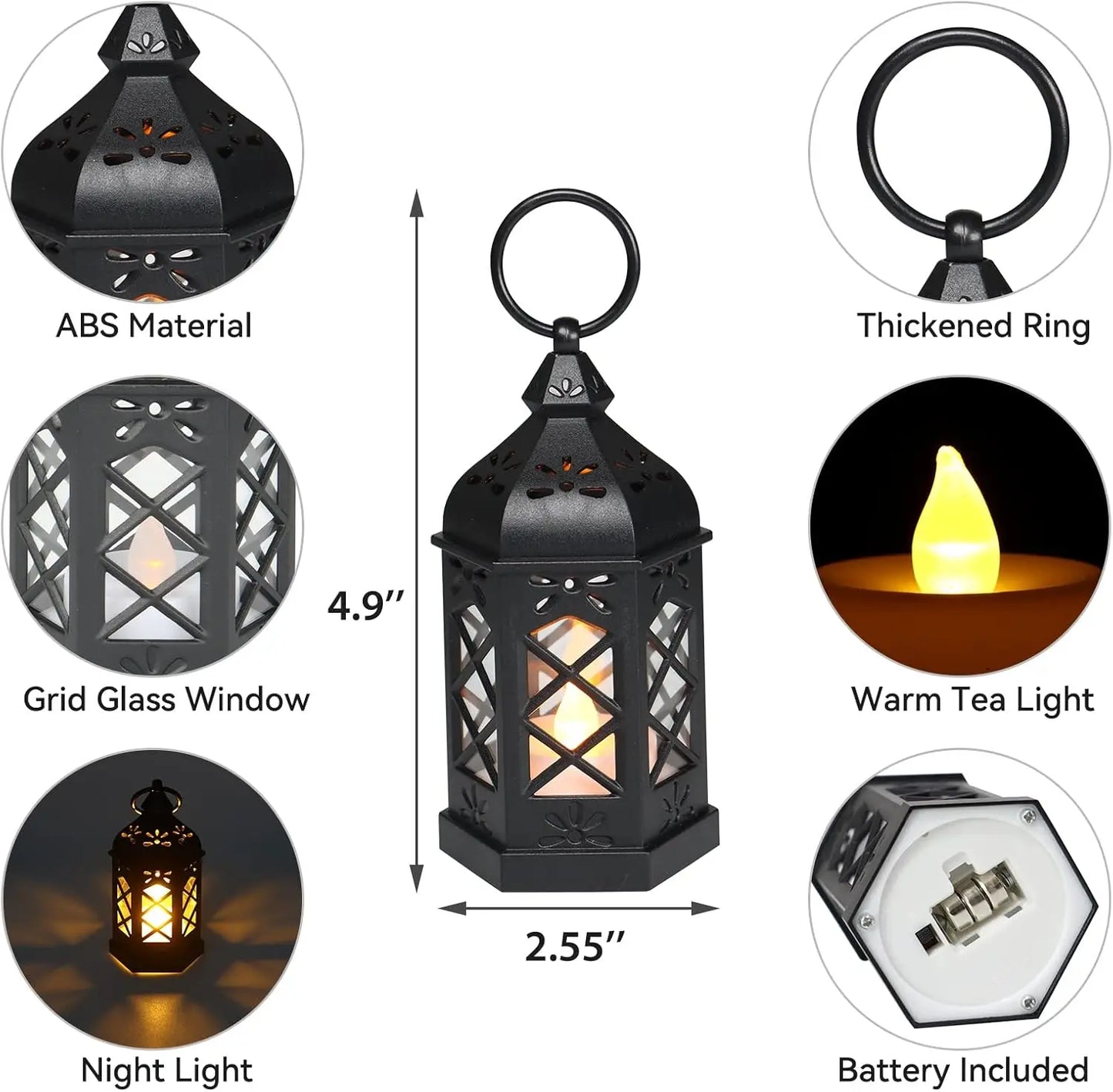 Led Electronic Candle Light Hexagonal Wind Light Portable Handheld Small Lantern Small Night Light Decorative Ornament