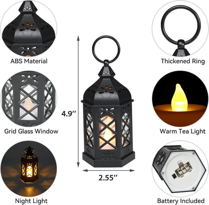 Led Electronic Candle Light Hexagonal Wind Light Portable Handheld Small Lantern Small Night Light Decorative Ornament