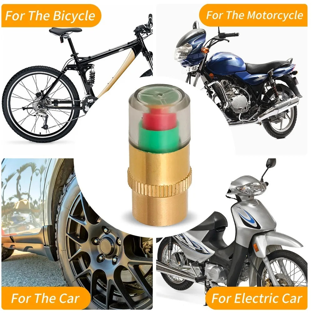 Car Tire Pressure Monitor Valve Stem Caps Sensor Indicator Eye Alert Copper Core Air Detection for Auto Motorcycle Safety Kit