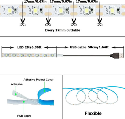 DC5V USB 2835 LED Strip Light White Warm White TV Background Lighting