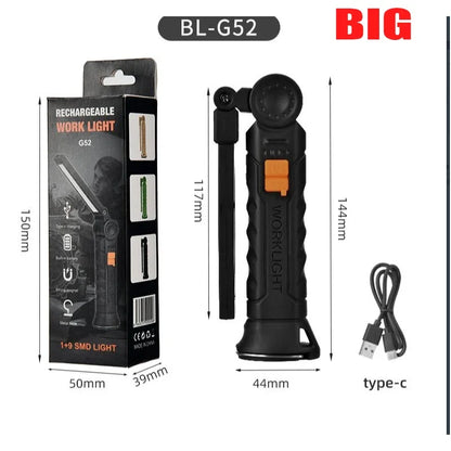 Folding COB XPE LED Work Light Rechargeable Magnetic Flashlight