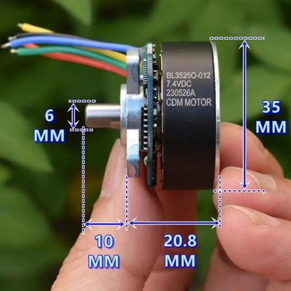 35mm BLDC Brushless Motor DC 7.4V 3200RPM | High Torque | 5–12V | PWM Driver Included | CW Rotation