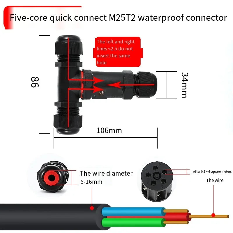 IP68 Waterproof Cable Connector I/T Type Junction Box 2-pin 3-pin 4-pin 5-pin Electrical Terminal LED Lights Wire Waterproof Box