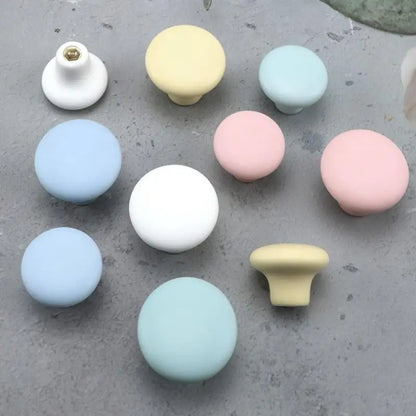 1pc Children's Furniture Handles Nordic Ceramic Children Room Cabinet Handles Macaron Colorful Round Drawer Knobs And Pulls