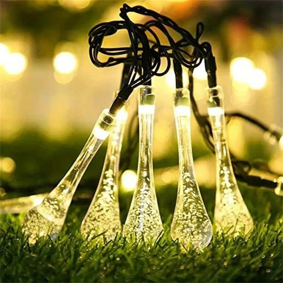 Christmas Outdoor Solar Powered String Lights 20/30/50 LED Water Drop Lights for Wedding Party Birthday Garden Camping