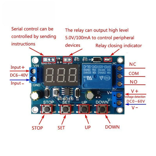 Battery Charge/Discharge Module with Voltmeter, Undervoltage/Overvoltage Protection, Timing and Communication
