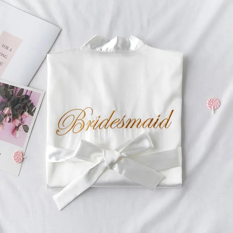 Bride To Be Team Bride Satin-Silk Robe Wedding Bridesmaid Robes for Women Bridal Shower Bachelorette Party Gift