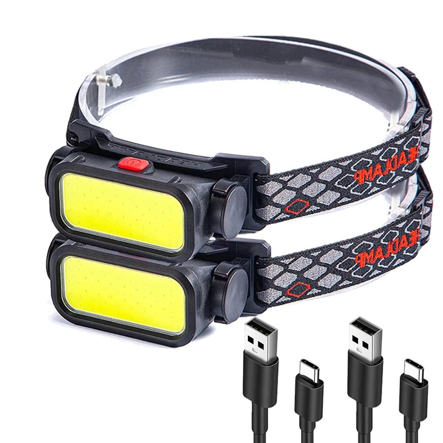 Rechargeable COB LED Headlamp 3 Modes Waterproof Head Torch