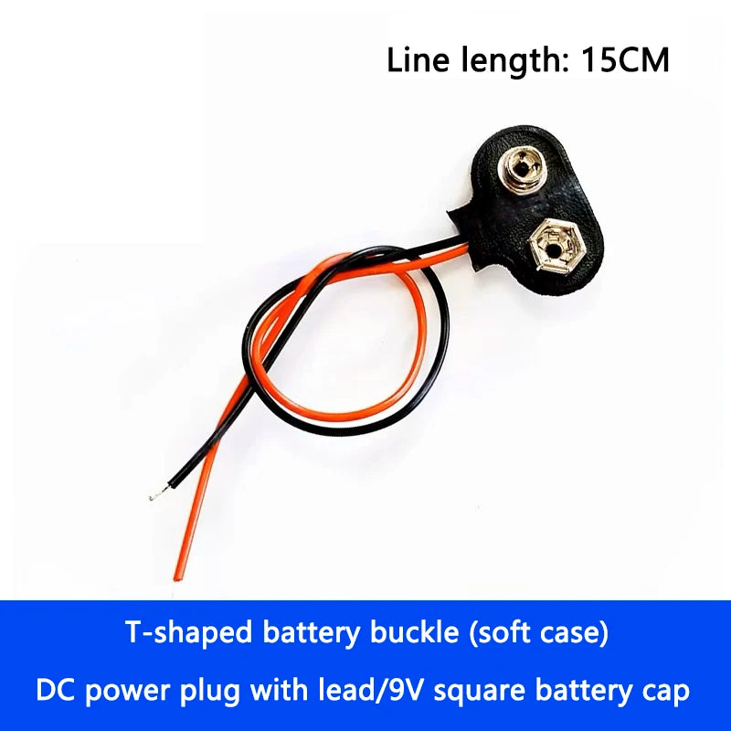 9V Battery Snap Connector with DC Lead and Square Cap