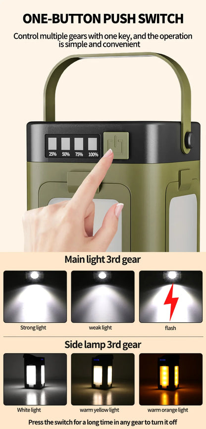 4-leaf Solar  LED Lantern Rechargeable Emergency Flashlight Portable Power Bank Foldable Tent Light for Outdoor Camping Fishing