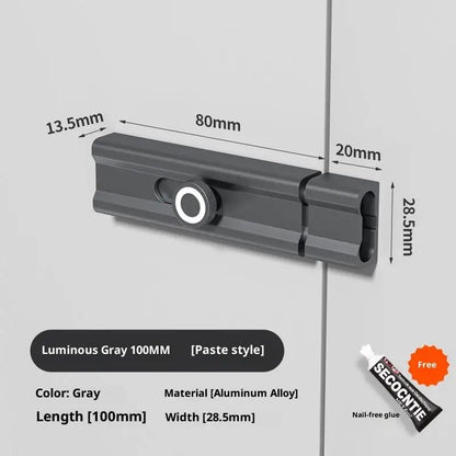 No Punching Door Lock Buckle Anti-Theft Latch Adhesive Hardware