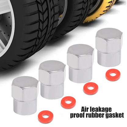 Car Flat Head Valve Caps Universal Chrome Tyre Valve Stem Caps