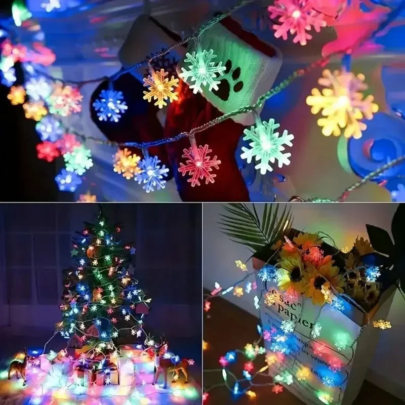 Snowflake LED String Lights USB Battery Operated Fairy Lights for Xmas Tree Wedding Party New Year Decoration Garland