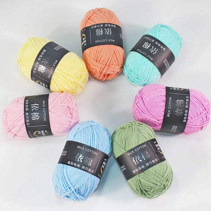 Milk Cotton Yarn 86 Colors 4ply Crochet Knitting Wool for Baby Dolls Sweater Scarf Hat Handmade DIY Craft Supplies Lanas Thread